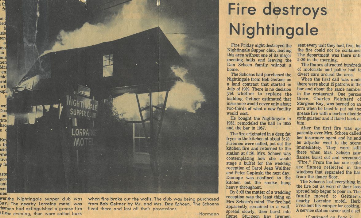 The Nightingale after the 1972 fire