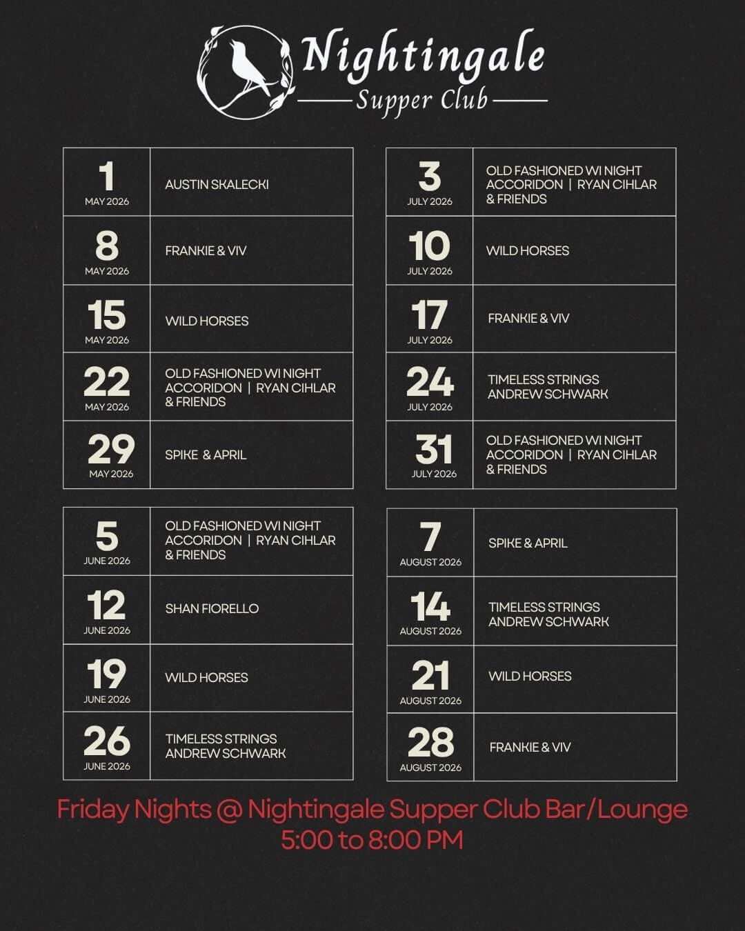 Music Schedule — event photo